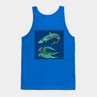 the shark and the gator in funny pattern ecopop Tank Top